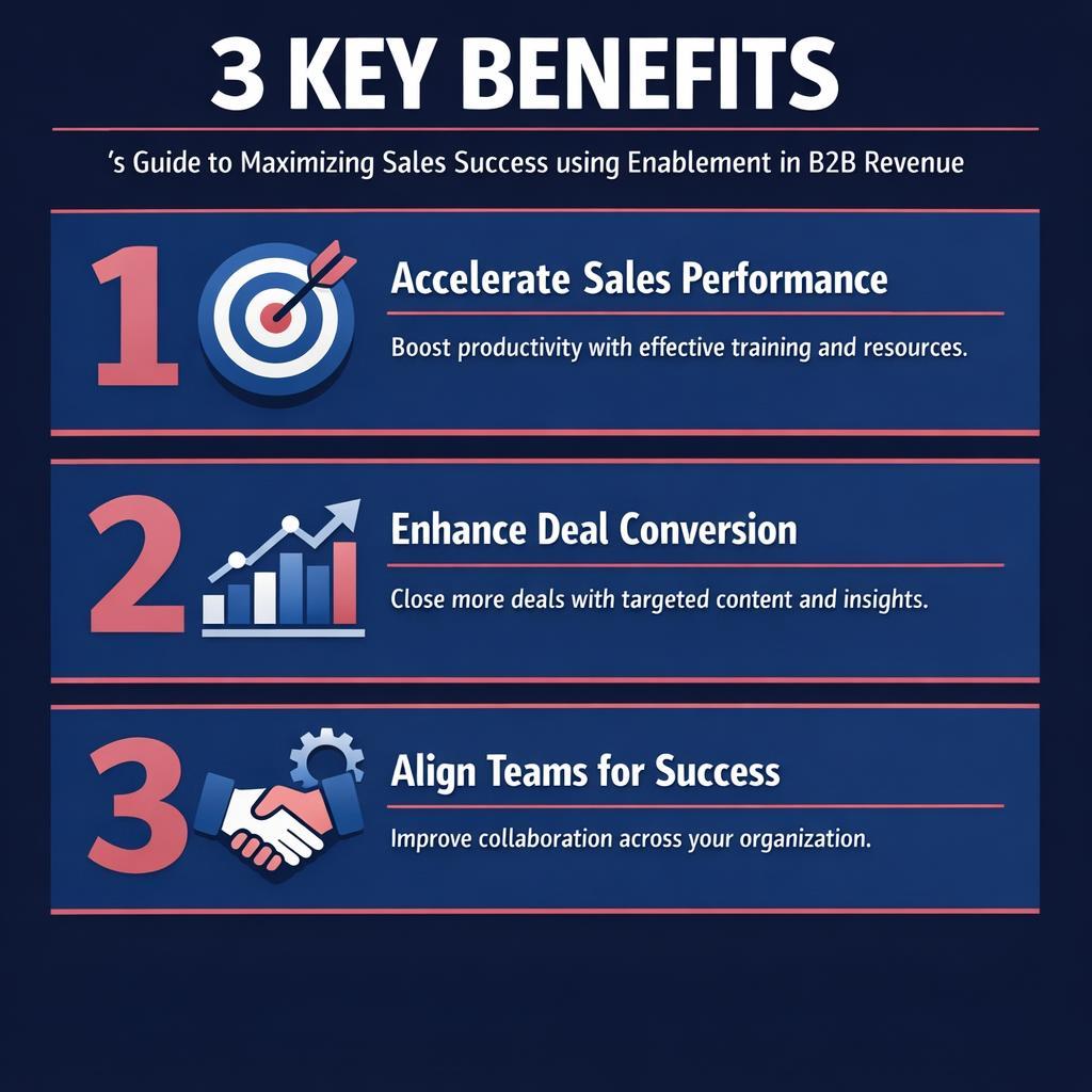 's Guide to Maximizing Sales Success using Enablement — key stats, steps and framework infographic for B2B revenue teams | Revspire