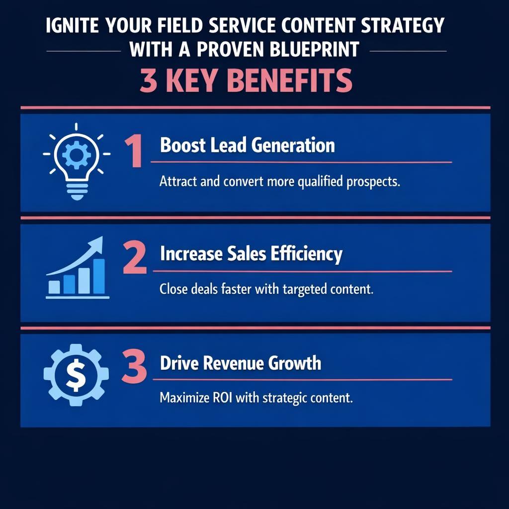 Ignite Your Field Service Content Strategy with a Proven Blueprint — key stats, steps and framework infographic for B2B revenue teams | Revspire