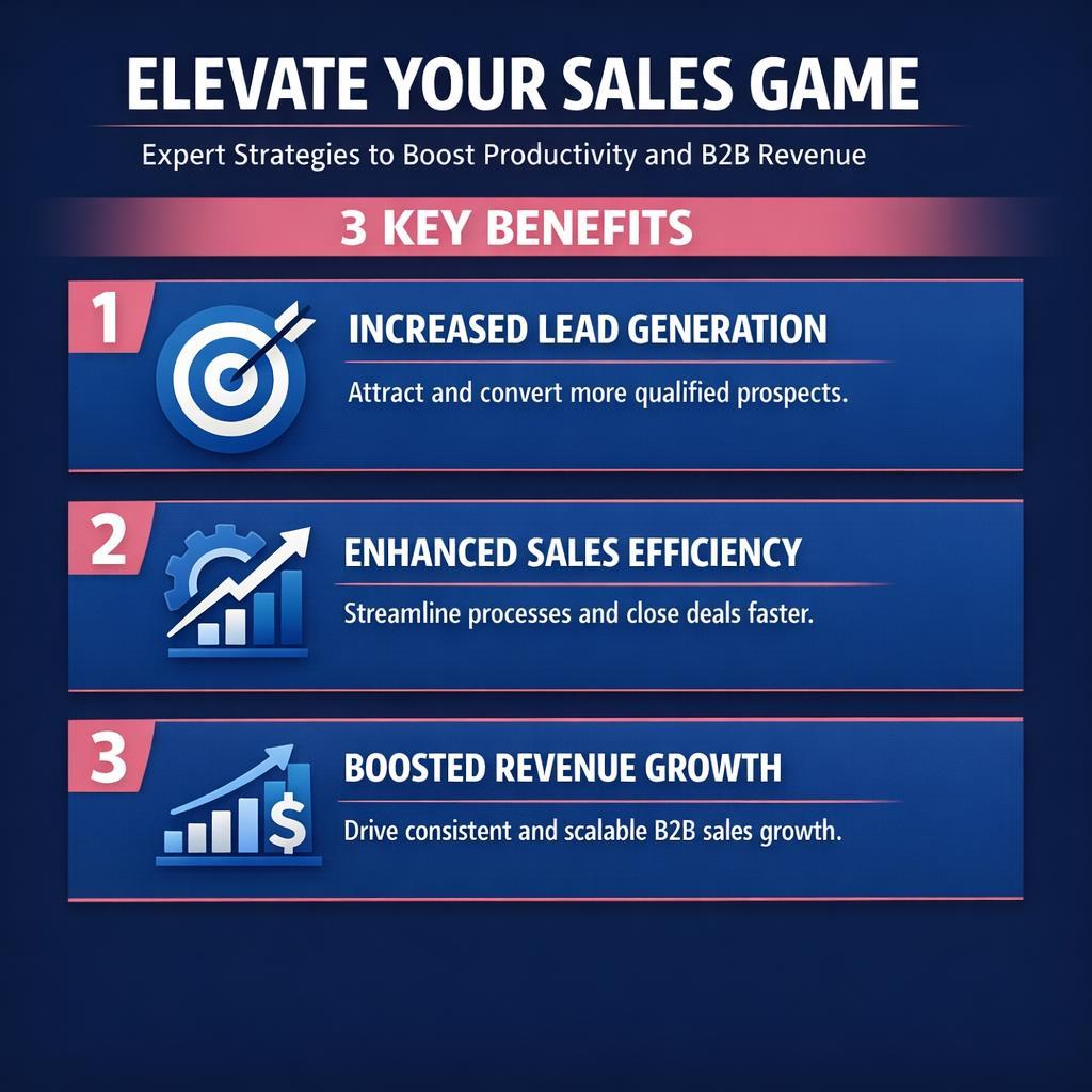 Elevate Your Sales Game: Expert Strategies to Boost Productivity and S — key stats, steps and framework infographic for B2B revenue teams | Revspire