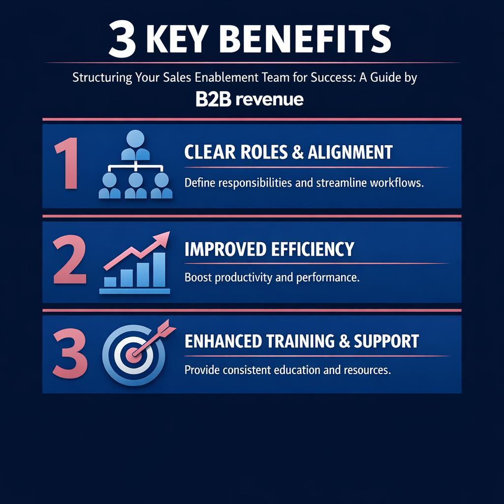 Structuring Your Sales Enablement Team for Success: A Guide by — key stats, steps and framework infographic for B2B revenue teams | Revspire