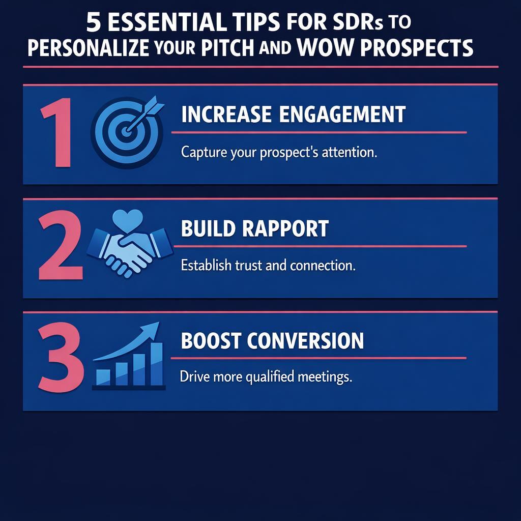 5 Essential Tips for SDRs to Personalize Your Pitch and WOW Prospects — key stats, steps and framework infographic for B2B revenue teams | Revspire