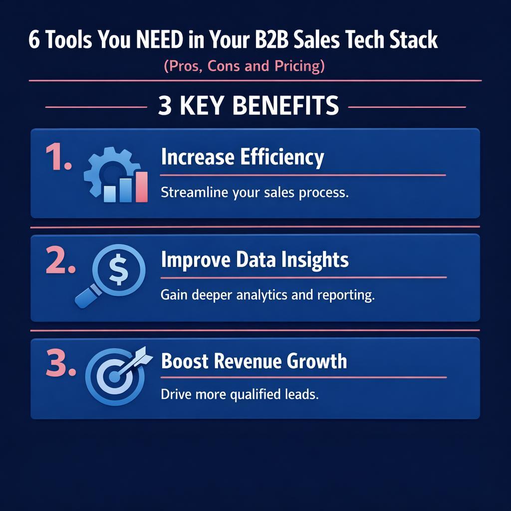 6 Tools You NEED in Your B2B Sales Tech Stack in  (Pros, Cons and Pric — key stats, steps and framework infographic for B2B revenue teams | Revspire