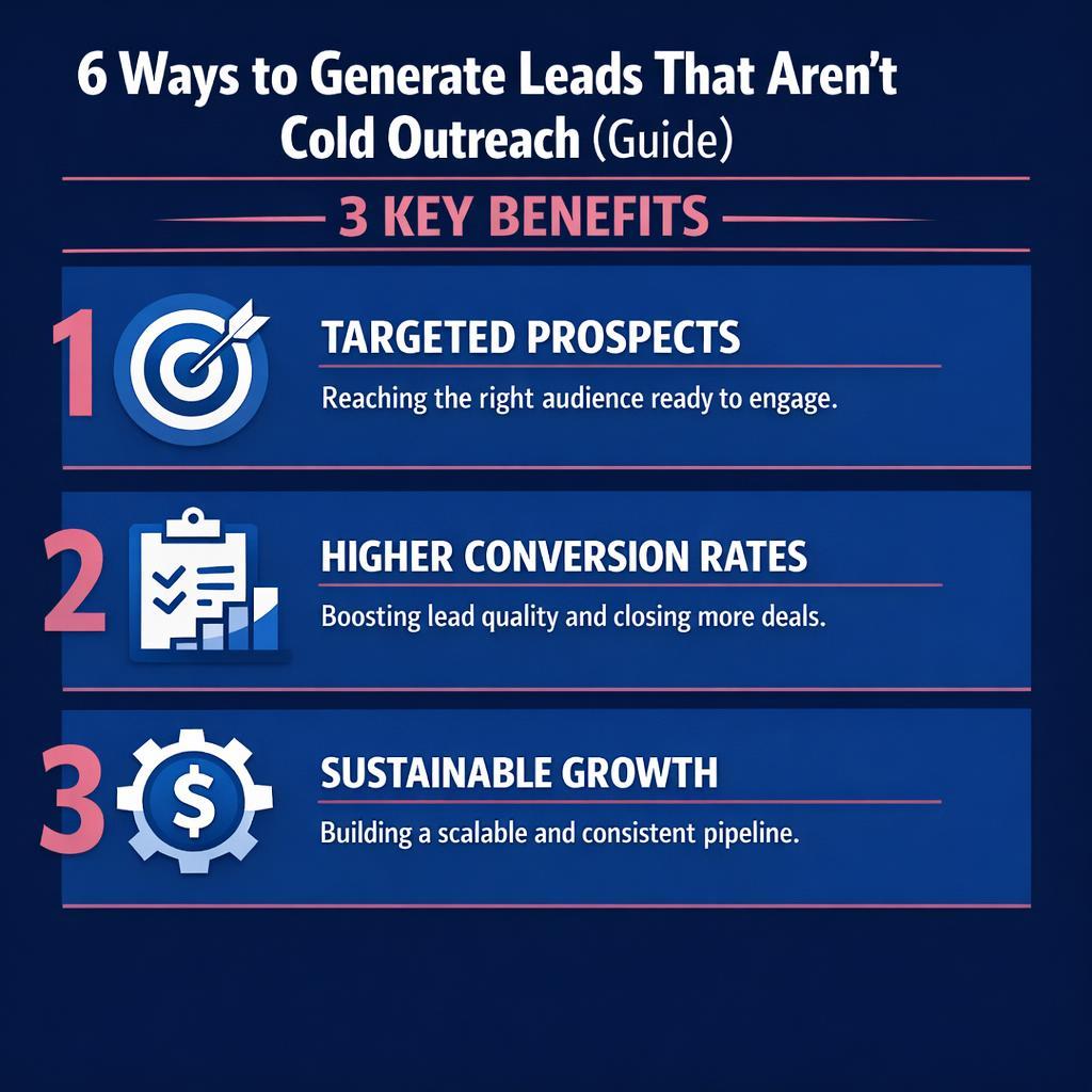 6 Ways to Generate Leads That Aren't Cold Outreach ( Guide) — key stats, steps and framework infographic for B2B revenue teams | Revspire