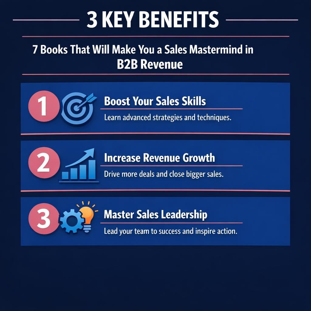 7 Books That Will Make You a Sales Mastermind in — key stats, steps and framework infographic for B2B revenue teams | Revspire