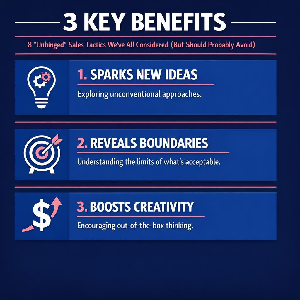 8 'Unhinged' Sales Tactics We’ve All Considered (But Should Probably A — key stats, steps and framework infographic for B2B revenue teams | Revspire