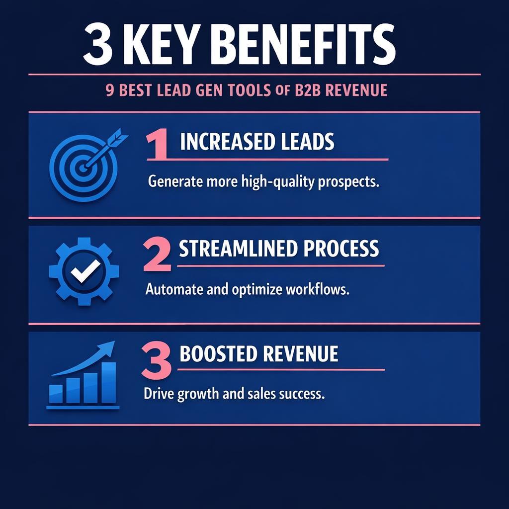 9 Best Lead Gen Tools of — key stats, steps and framework infographic for B2B revenue teams | Revspire