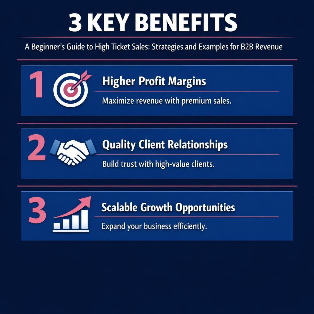 A Beginner's Guide to High Ticket Sales: Strategies and Examples for — key stats, steps and framework infographic for B2B revenue teams | Revspire