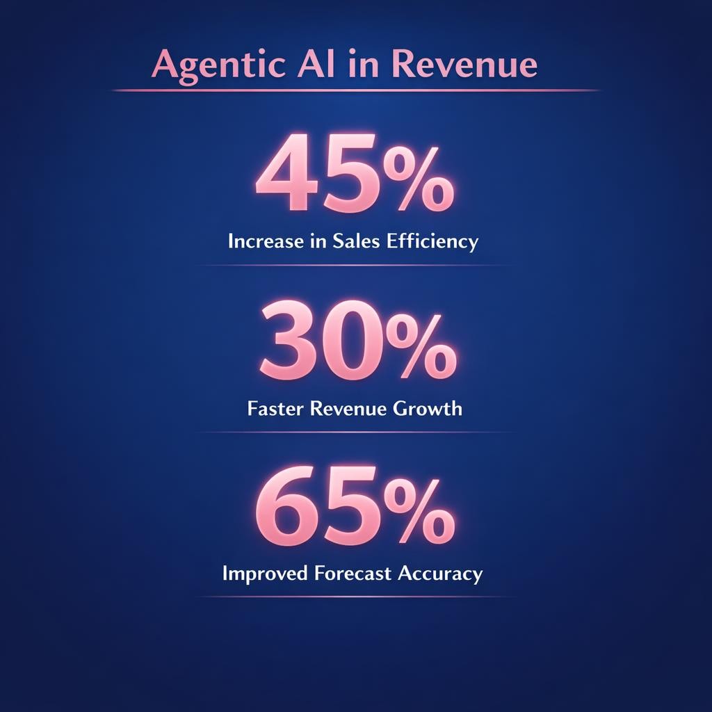 Agentic AI in Revenue — key stats, steps and framework infographic for B2B revenue teams | Revspire