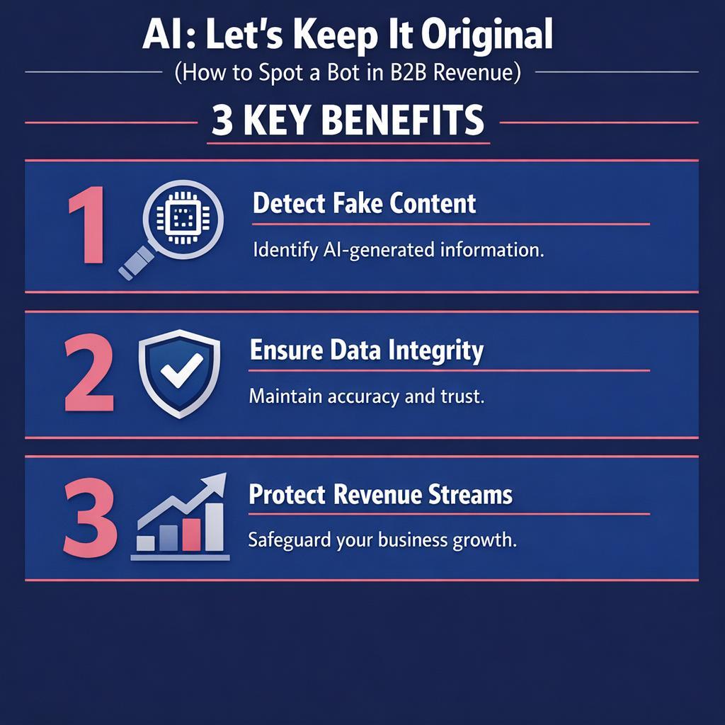 AI: Let’s Keep It Original (How to Spot a Bot in ) — key stats, steps and framework infographic for B2B revenue teams | Revspire