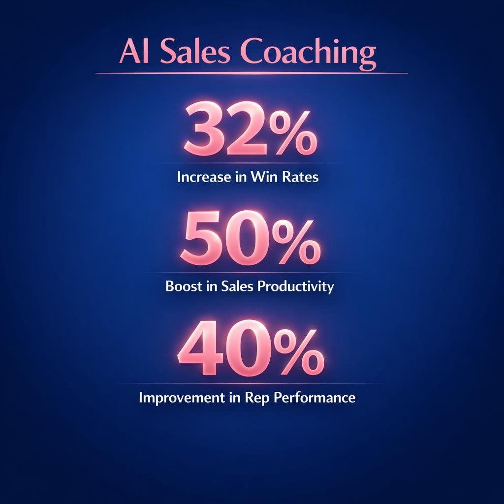AI Sales Coaching — key stats, steps and framework infographic for B2B revenue teams | Revspire