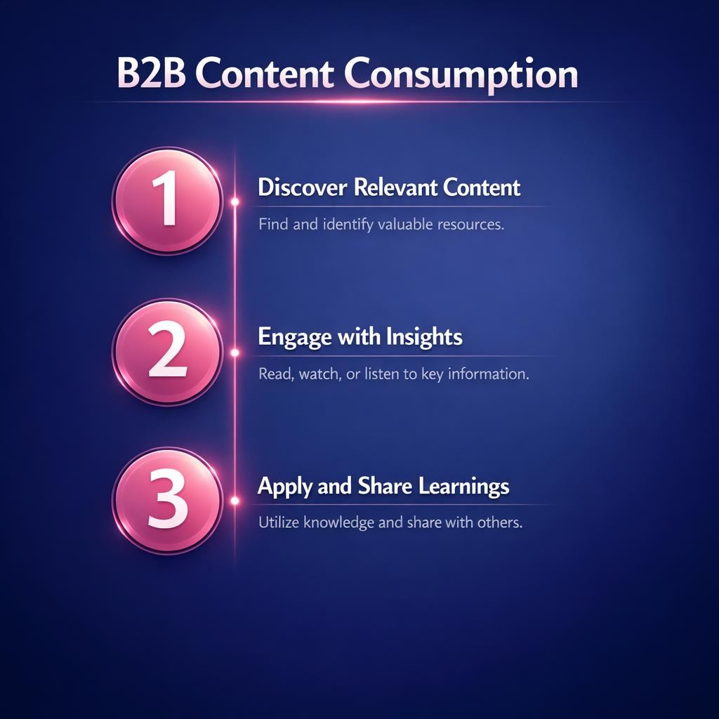 B2B Content Consumption — key stats, steps and framework infographic for B2B revenue teams | Revspire