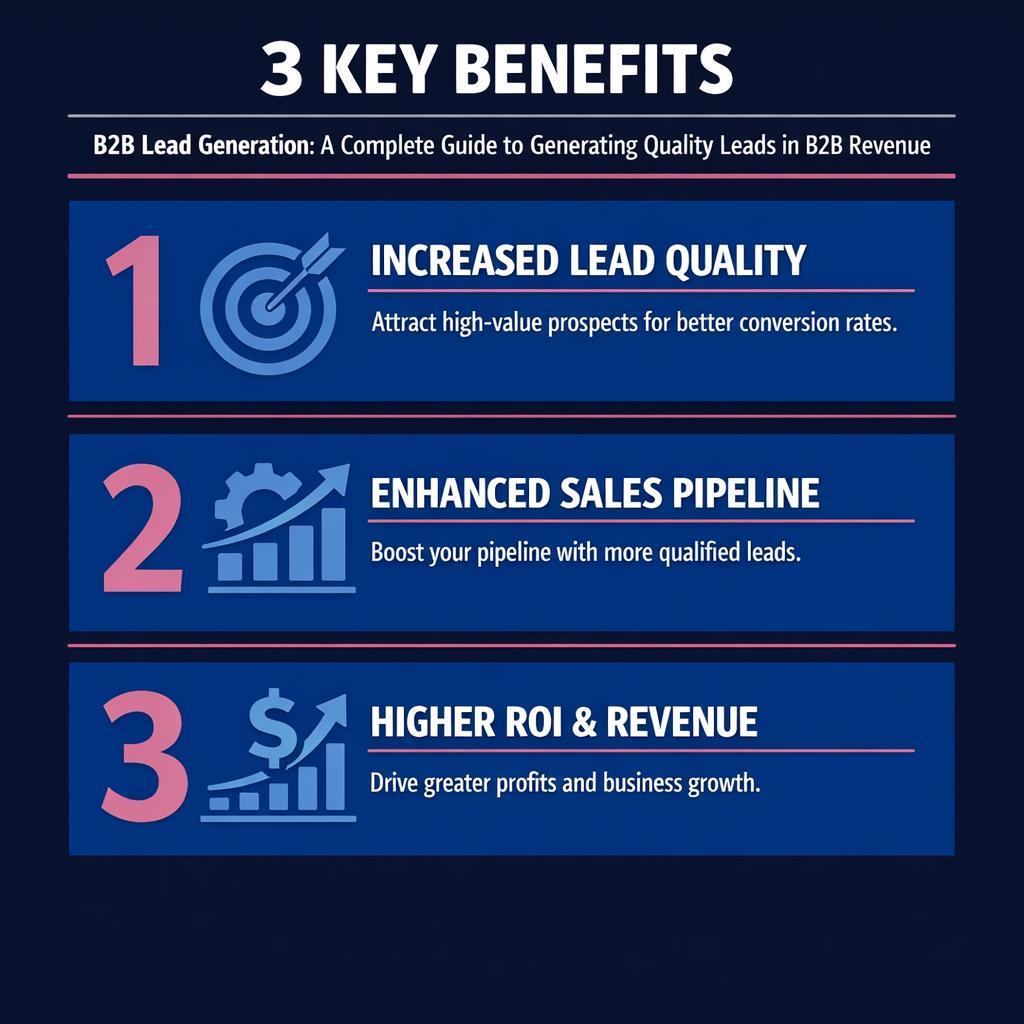B2B Lead Generation: A Complete Guide to Generating Quality Leads in — key stats, steps and framework infographic for B2B revenue teams | Revspire