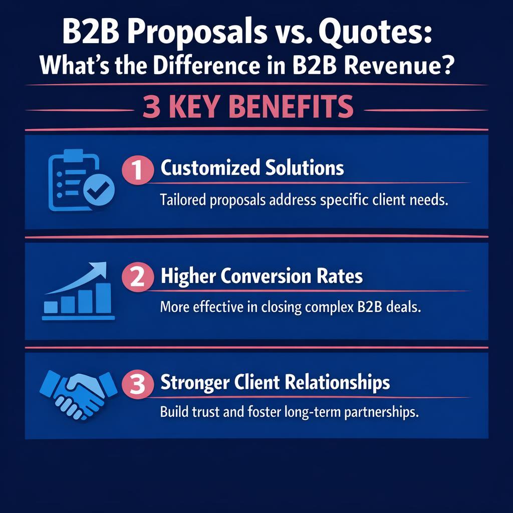 B2B Proposals vs. Quotes: What’s the Difference in ? — key stats, steps and framework infographic for B2B revenue teams | Revspire
