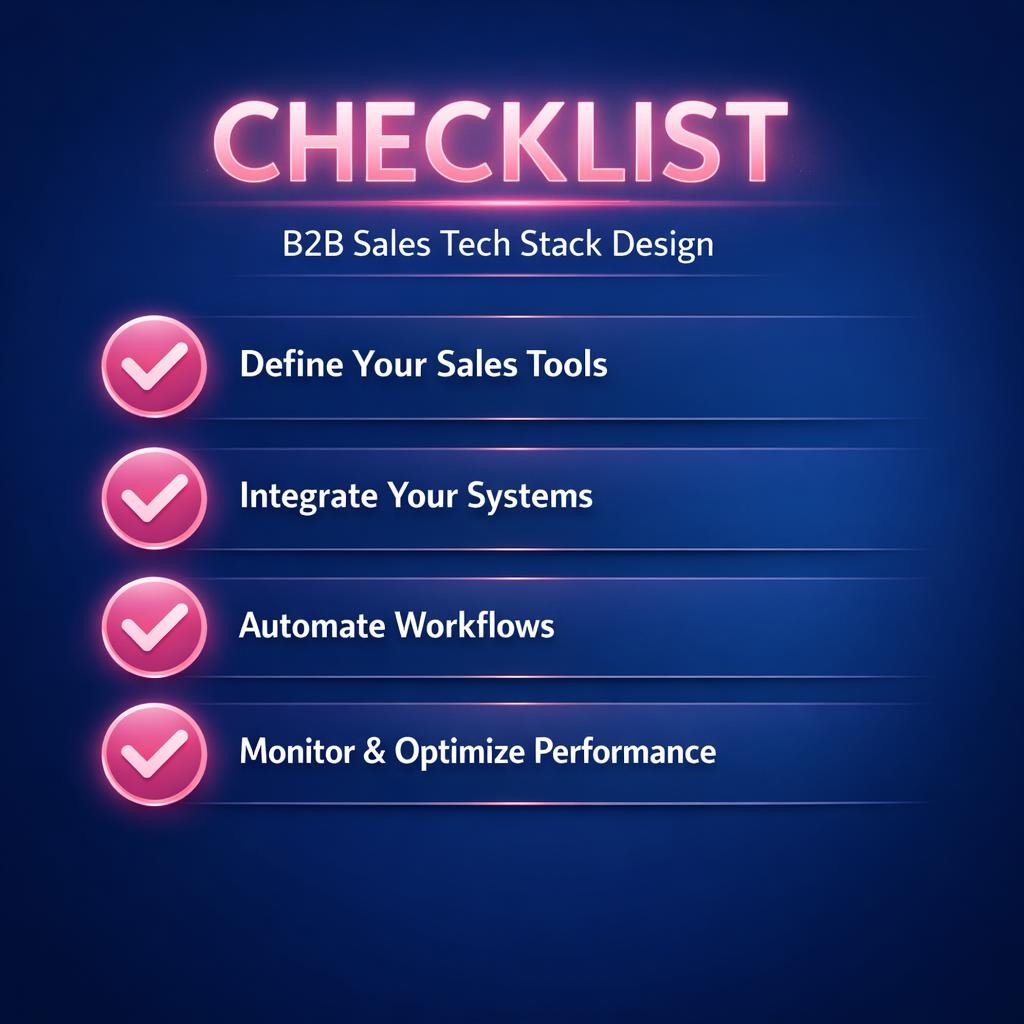 B2B Sales Tech Stack Design — key stats, steps and framework infographic for B2B revenue teams | Revspire