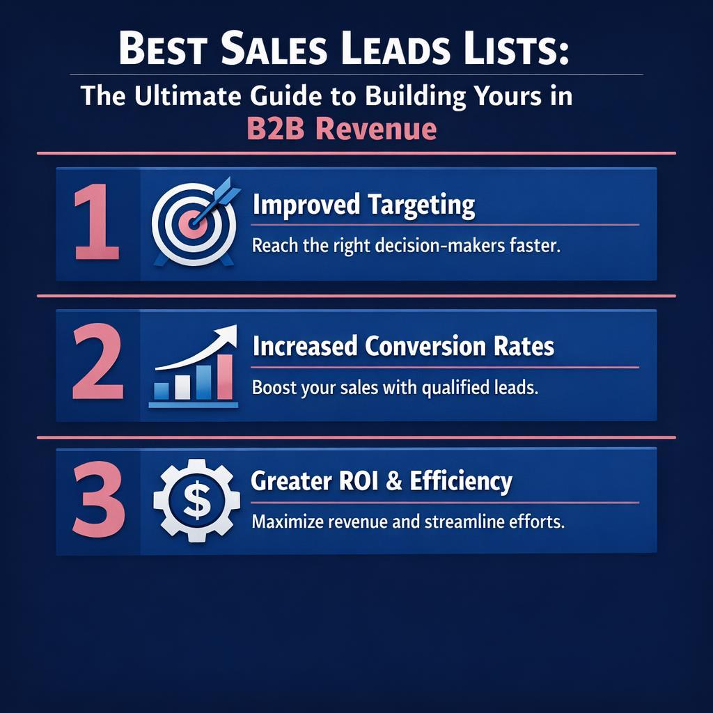 Best Sales Leads Lists: The Ultimate Guide to Building Yours in — key stats, steps and framework infographic for B2B revenue teams | Revspire