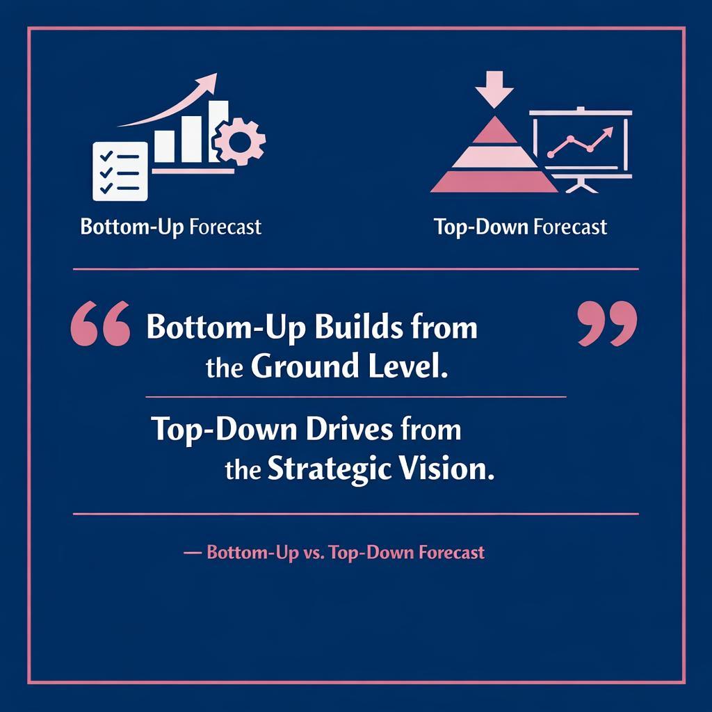 Bottom-Up vs Top-Down Forecast — key stats, steps and framework infographic for B2B revenue teams | Revspire