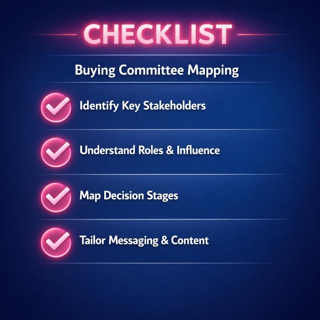 Buying Committee Mapping — key stats, steps and framework infographic for B2B revenue teams | Revspire