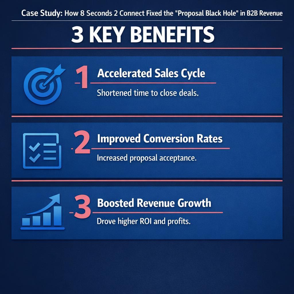 Case Study: How 8 Seconds 2 Connect Fixed the 'Proposal Black Hole' wi — key stats, steps and framework infographic for B2B revenue teams | Revspire