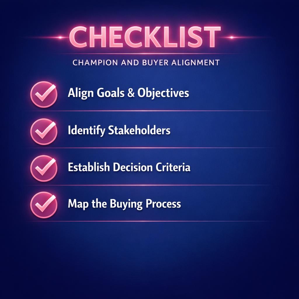 Champion and Buyer Alignment — key stats, steps and framework infographic for B2B revenue teams | Revspire