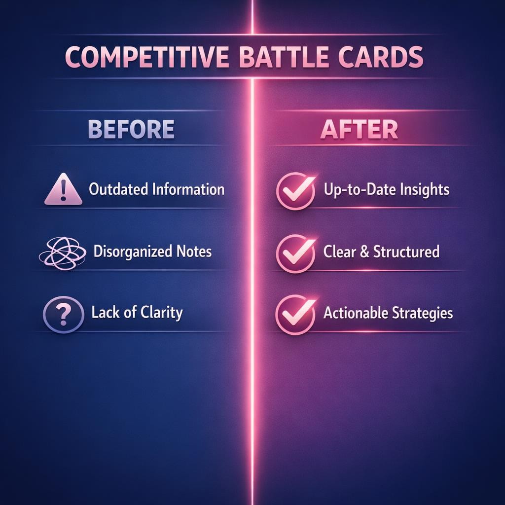 Competitive Battle Cards — key stats, steps and framework infographic for B2B revenue teams | Revspire