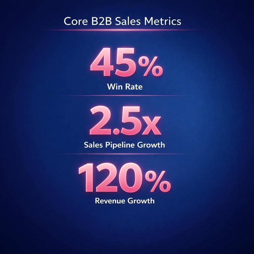 Core B2B Sales Metrics — key stats, steps and framework infographic for B2B revenue teams | Revspire