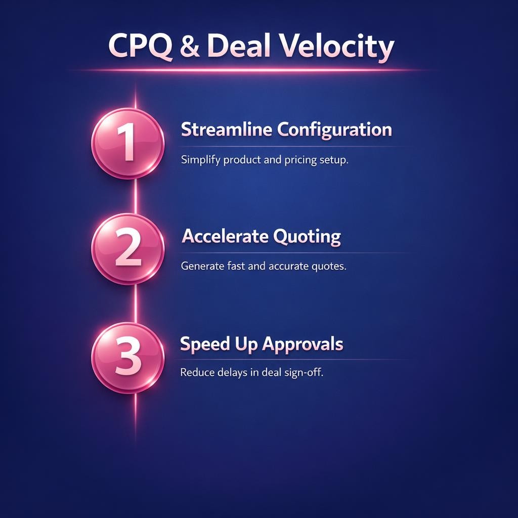 CPQ and Deal Velocity — key stats, steps and framework infographic for B2B revenue teams | Revspire