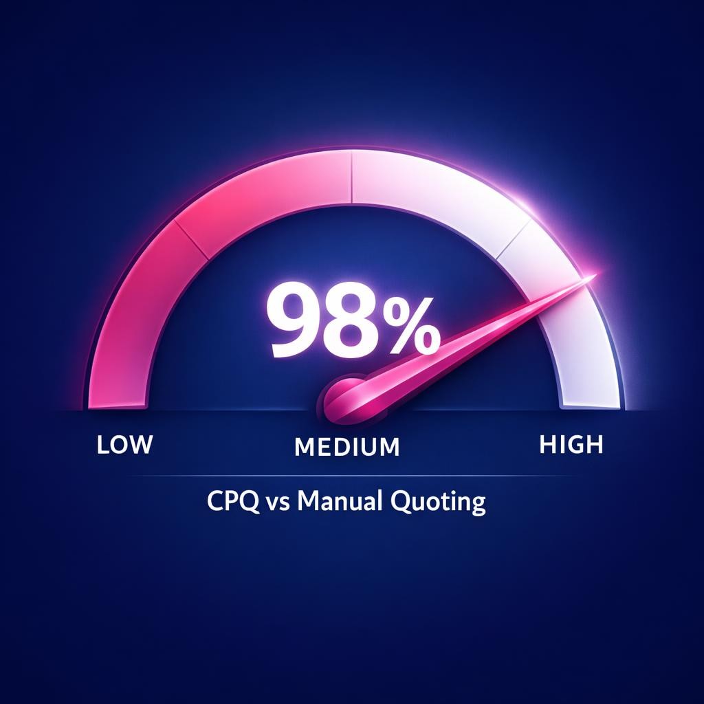CPQ vs Manual Quoting — key stats, steps and framework infographic for B2B revenue teams | Revspire