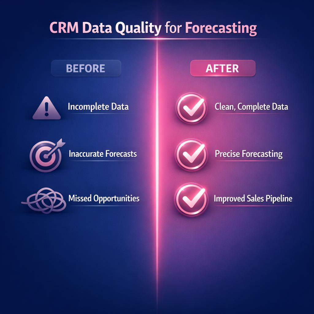 CRM Data Quality for Forecasting — key stats, steps and framework infographic for B2B revenue teams | Revspire