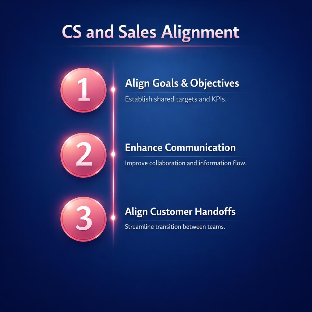 CS and Sales Alignment — key stats, steps and framework infographic for B2B revenue teams | Revspire