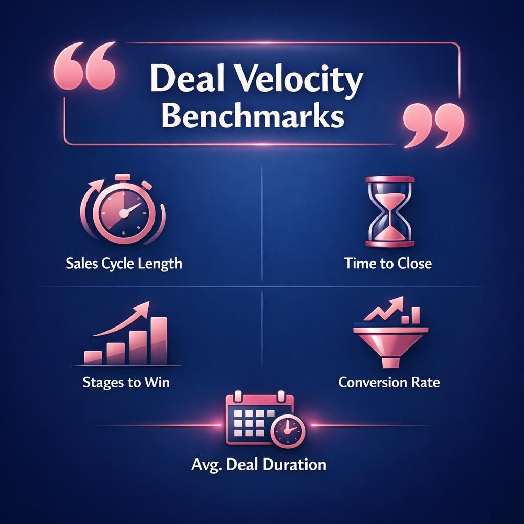 Deal Velocity Benchmarks — key stats, steps and framework infographic for B2B revenue teams | Revspire