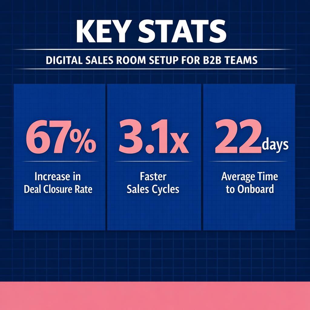 Digital Sales Room Setup — key stats, steps and framework infographic for B2B revenue teams | Revspire