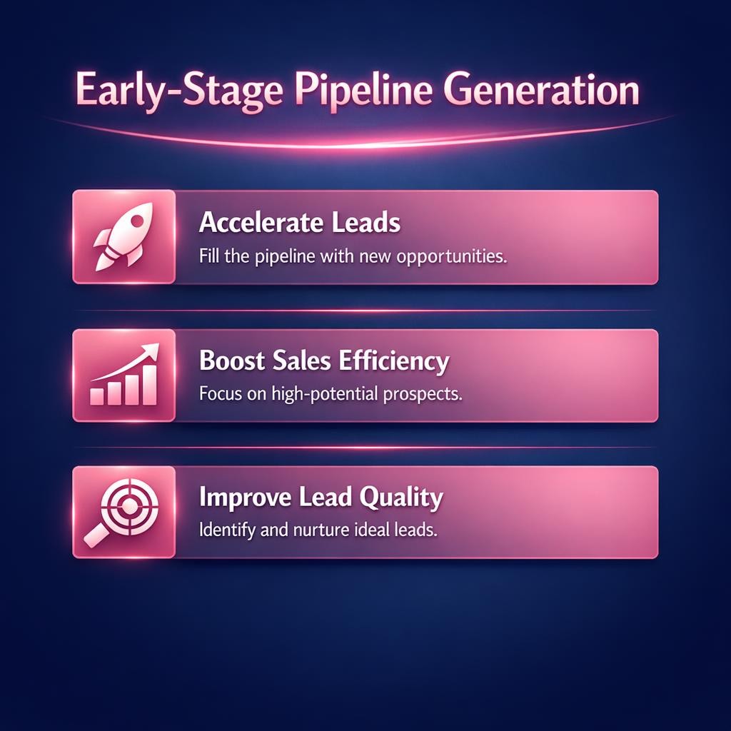 Early-Stage Pipeline Generation — key stats, steps and framework infographic for B2B revenue teams | Revspire