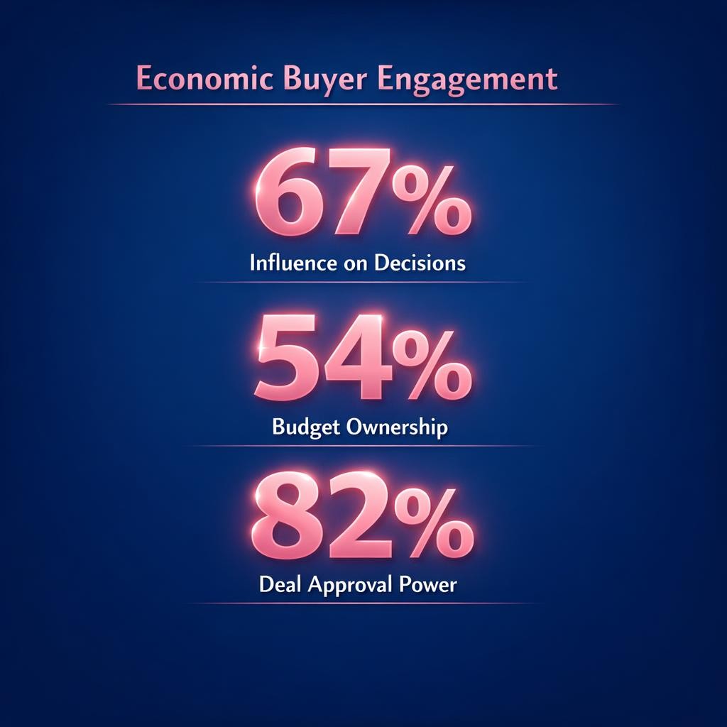 Economic Buyer Engagement — key stats, steps and framework infographic for B2B revenue teams | Revspire