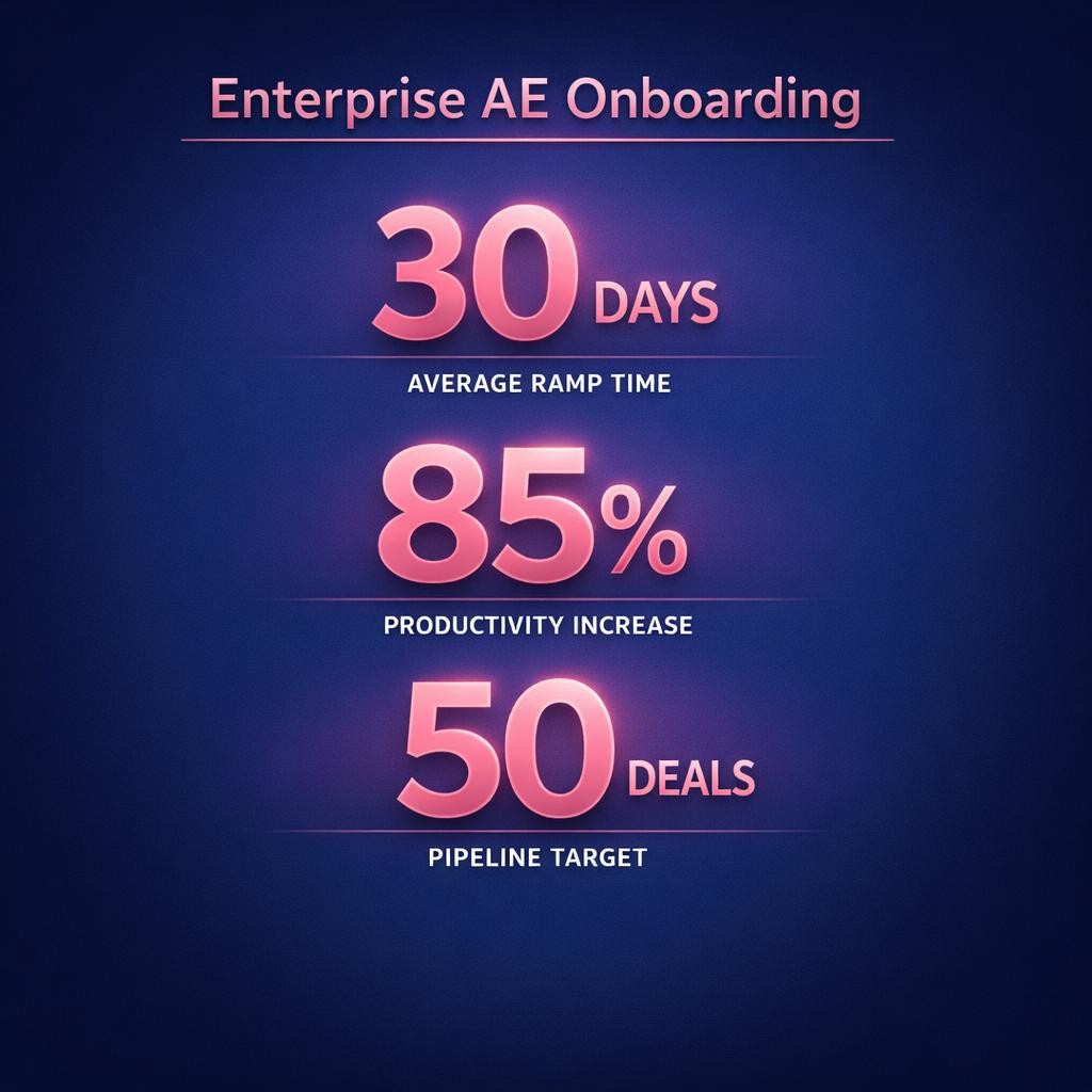 Enterprise AE Onboarding — key stats, steps and framework infographic for B2B revenue teams | Revspire