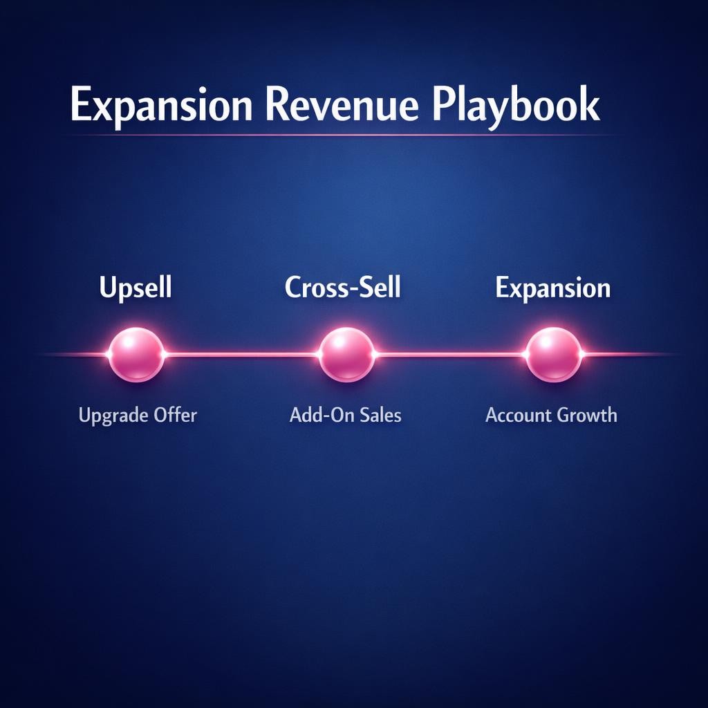 Expansion Revenue Playbook — key stats, steps and framework infographic for B2B revenue teams | Revspire