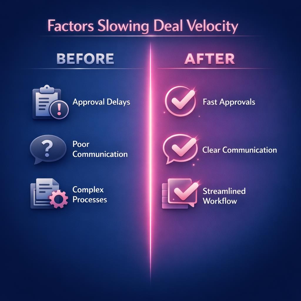 Factors Slowing Deal Velocity — key stats, steps and framework infographic for B2B revenue teams | Revspire