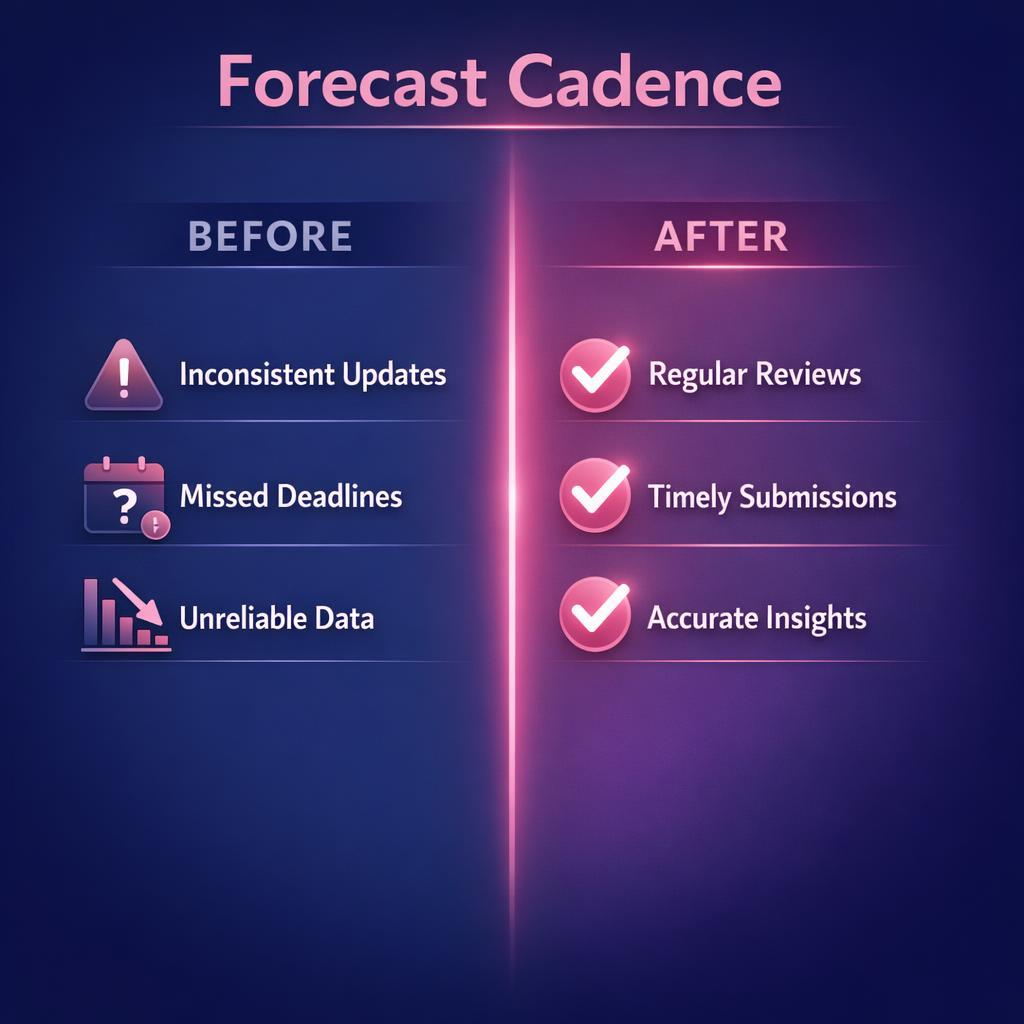 Forecast Cadence — key stats, steps and framework infographic for B2B revenue teams | Revspire