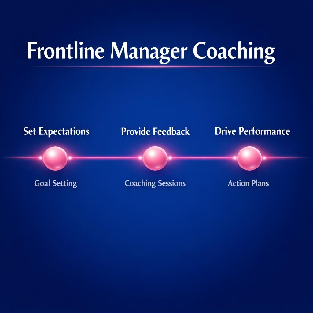 Frontline Manager Coaching — key stats, steps and framework infographic for B2B revenue teams | Revspire