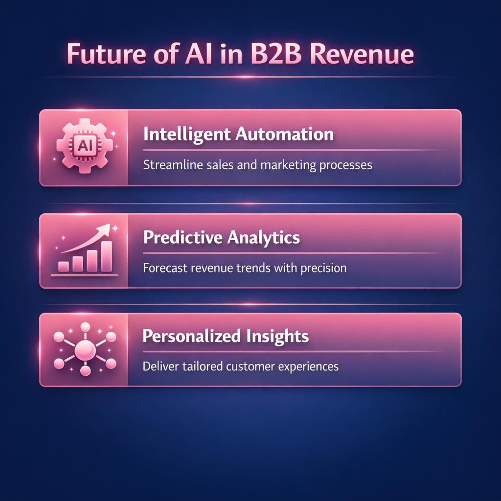 Future of AI in B2B Revenue — key stats, steps and framework infographic for B2B revenue teams | Revspire