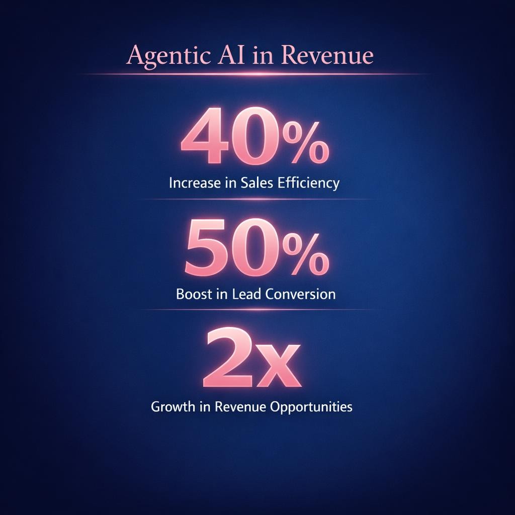 Agentic AI in Revenue — key stats, steps and framework infographic for B2B revenue teams | Revspire
