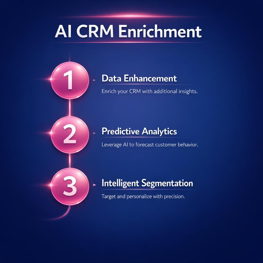 AI CRM Enrichment — key stats, steps and framework infographic for B2B revenue teams | Revspire