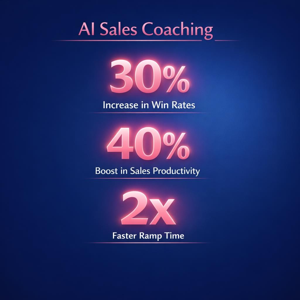 AI Sales Coaching — key stats, steps and framework infographic for B2B revenue teams | Revspire