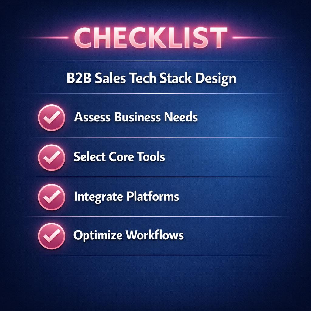 B2B Sales Tech Stack Design — key stats, steps and framework infographic for B2B revenue teams | Revspire