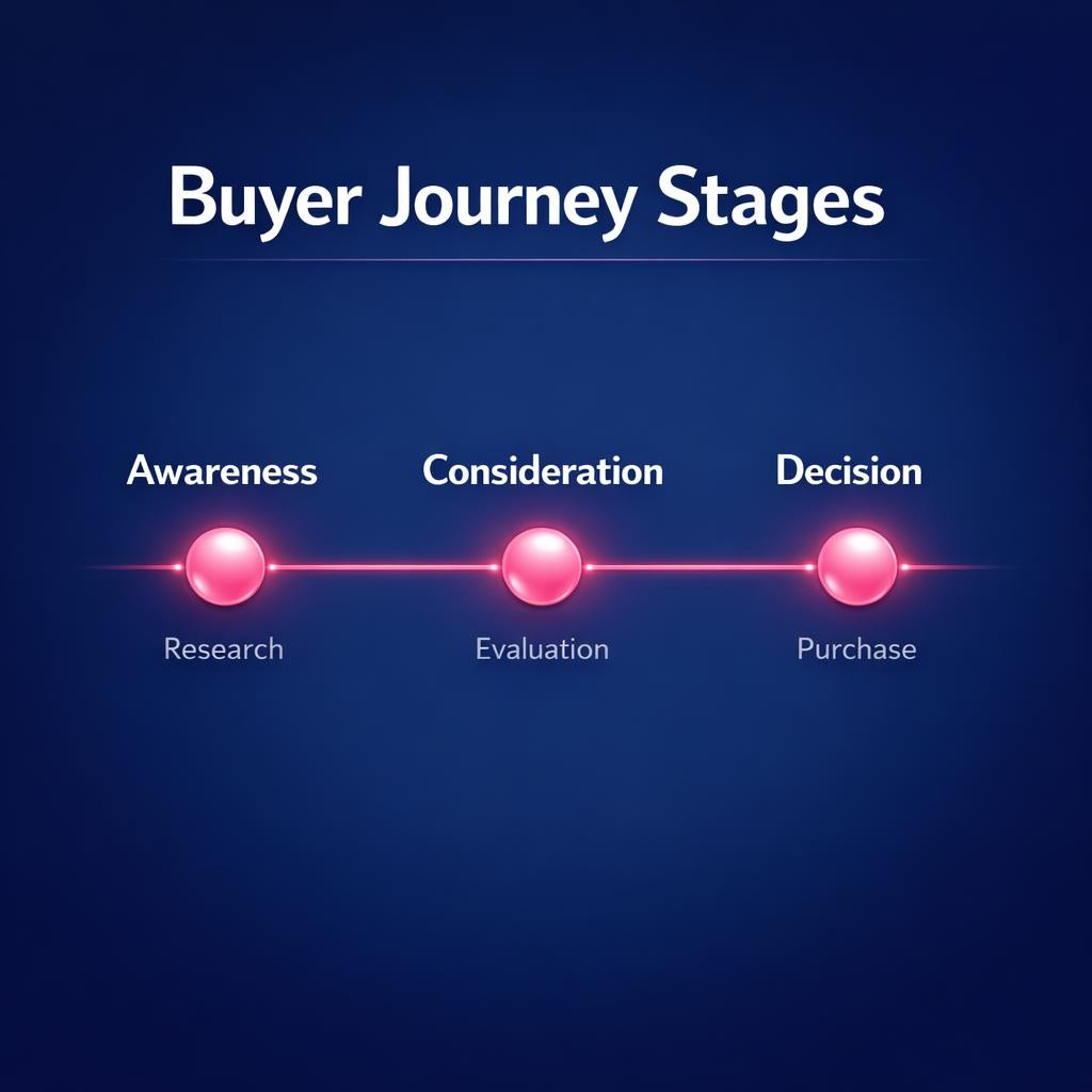 Buyer Journey Stages — key stats, steps and framework infographic for B2B revenue teams | Revspire