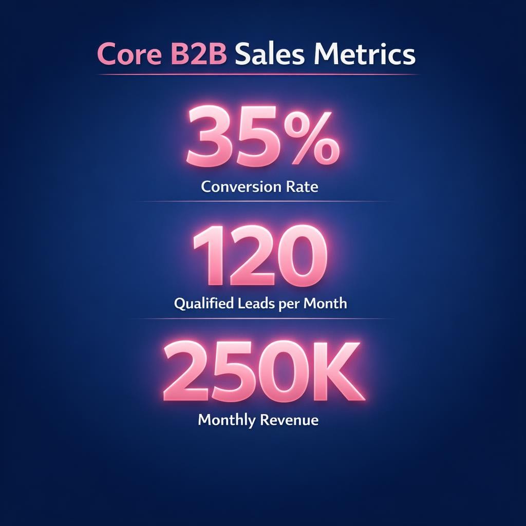 Core B2B Sales Metrics — key stats, steps and framework infographic for B2B revenue teams | Revspire