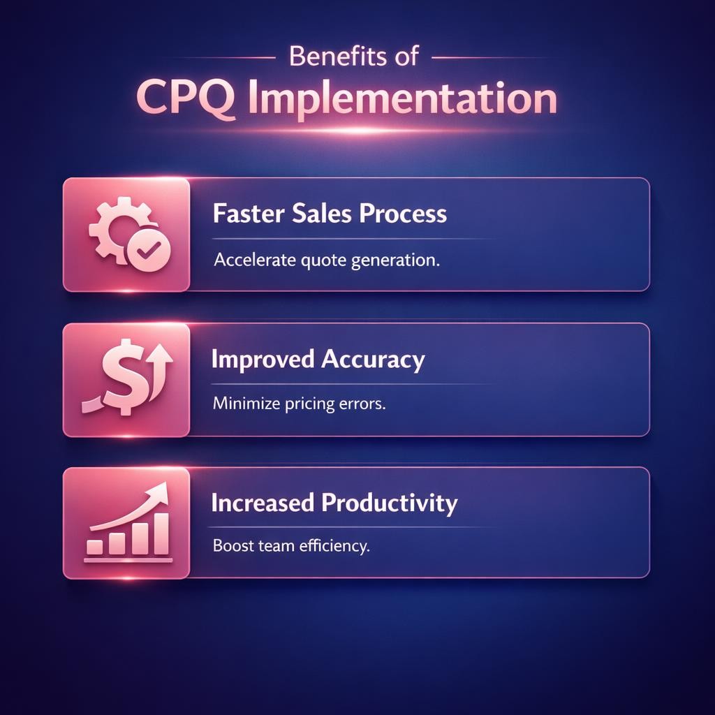 CPQ Implementation — key stats, steps and framework infographic for B2B revenue teams | Revspire
