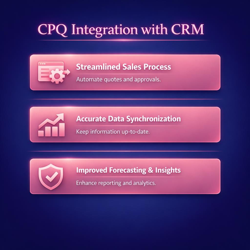 CPQ Integration with CRM — key stats, steps and framework infographic for B2B revenue teams | Revspire