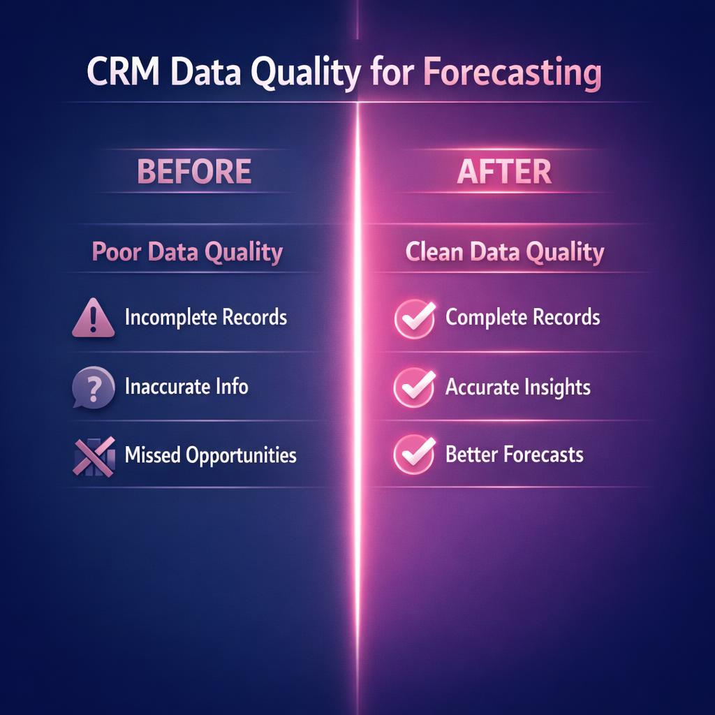 CRM Data Quality for Forecasting — key stats, steps and framework infographic for B2B revenue teams | Revspire