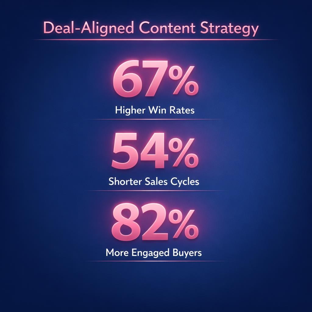 Deal-Aligned Content Strategy — key stats, steps and framework infographic for B2B revenue teams | Revspire