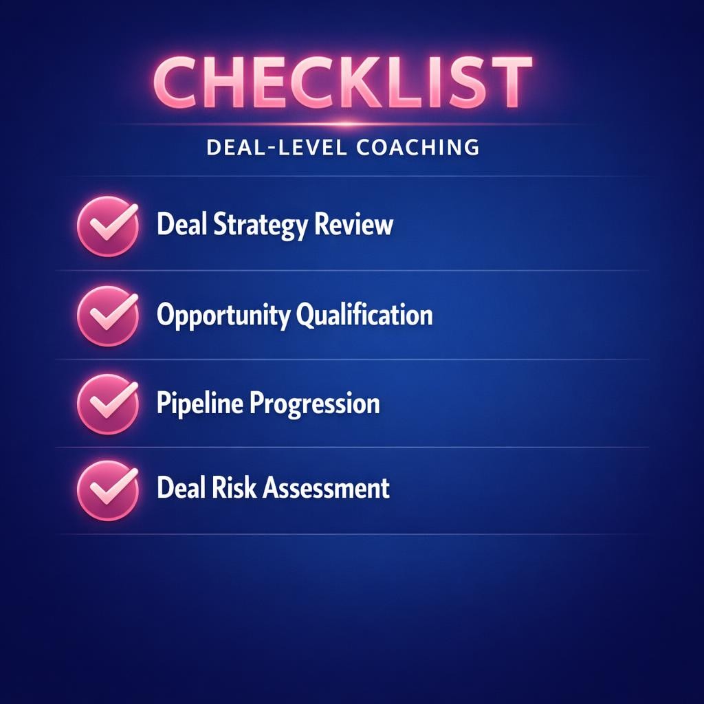 Deal-Level Coaching — key stats, steps and framework infographic for B2B revenue teams | Revspire